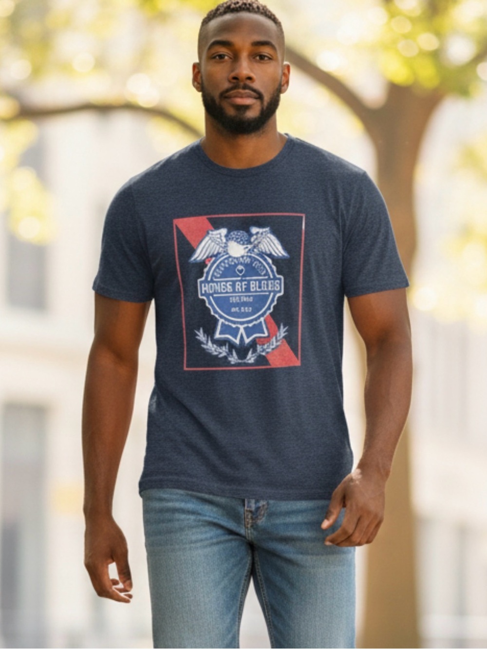 House Of Blue Orlando Graphic T-shirt Heather Blue Eagle Logo Mens Size 2XL